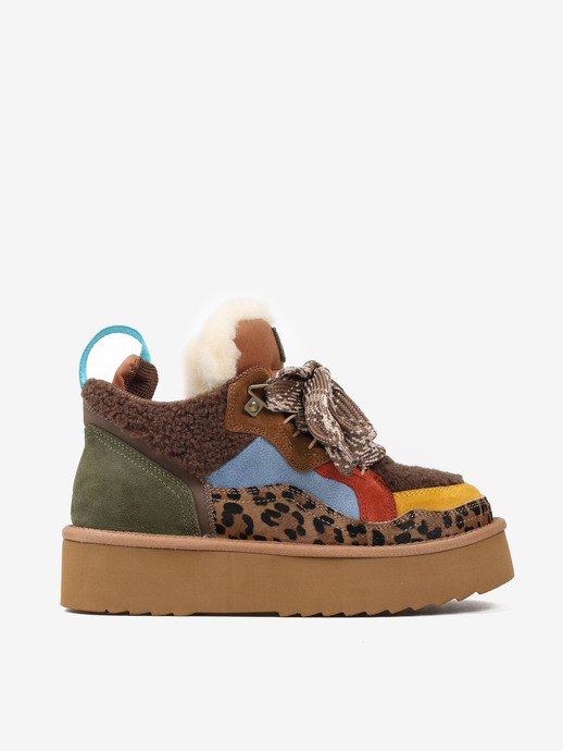 SNEAKERSY HEGO'S MILANO MOON-4 FUR TAUPE/YELLOW