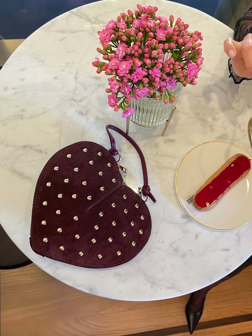 TOREBKA DAMSKA HEGO'S MILANO CUORE BORCHIE CROSTA BURGUNDY