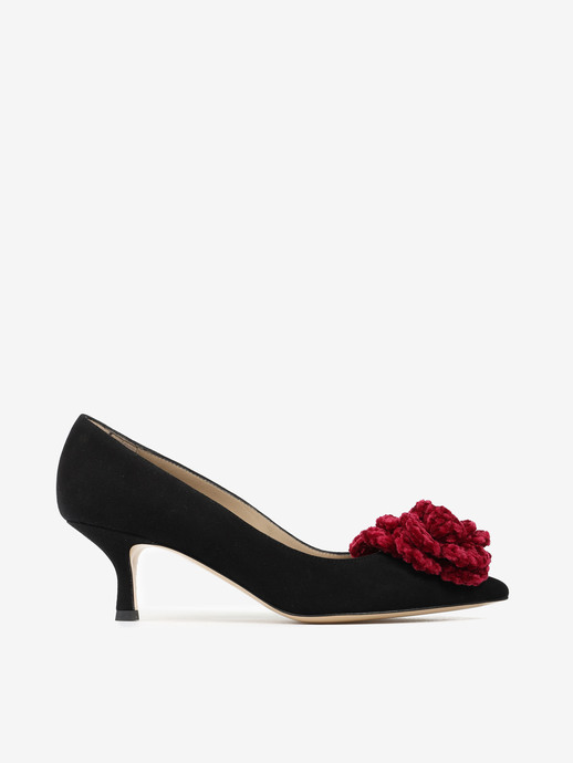 SZPILKI HEGO'S MILANO 6111 CAMOSCIO NERO/FIORI BORDO