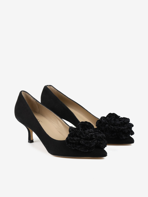 SZPILKI HEGO'S MILANO 6111 CAMOSCIO NERO/FIORI NERO