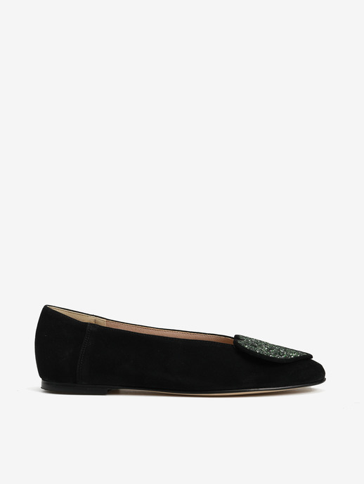 BALERINY HEGO'S MILANO 1868 CAMOSCIO CUORE NERO/VERDE