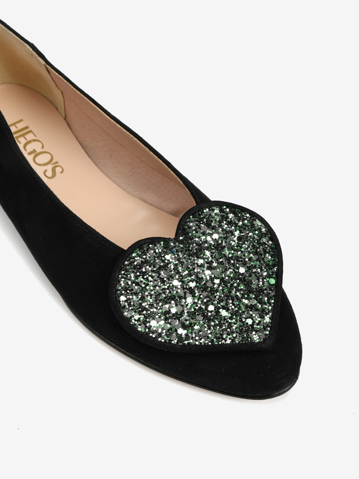 CZARNE BALERINY Z SERCEM HEGO'S MILANO