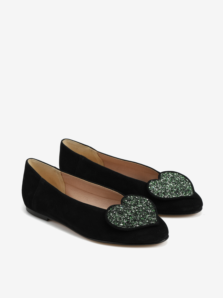 CZARNE BALERINY Z SERCEM HEGO'S MILANO