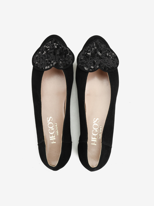 BALERINY HEGO'S MILANO 1868 CAMOSCIO CUORE NERO/PAILL NERO