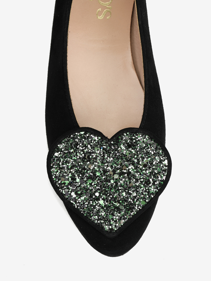 CZARNE BALERINY Z SERCEM HEGO'S MILANO