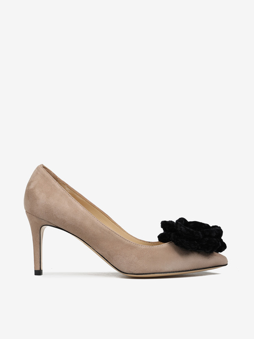 SZPILKI HEGO'S MILANO 1062 CAMOSCIO TAUPE/FIORI NERO