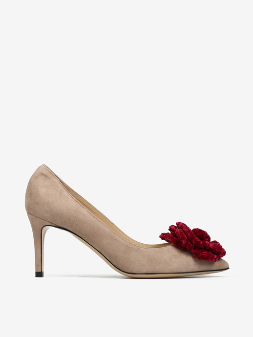 SZPILKI HEGO'S MILANO 1062 CAMOSCIO TAUPE/FIORI BORDO
