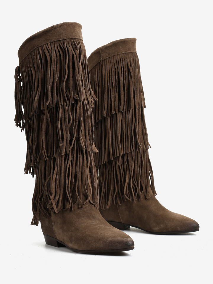 ZAMSZOWE KOZAKI Z FRĘDZLAMI HEGO'S MILANO