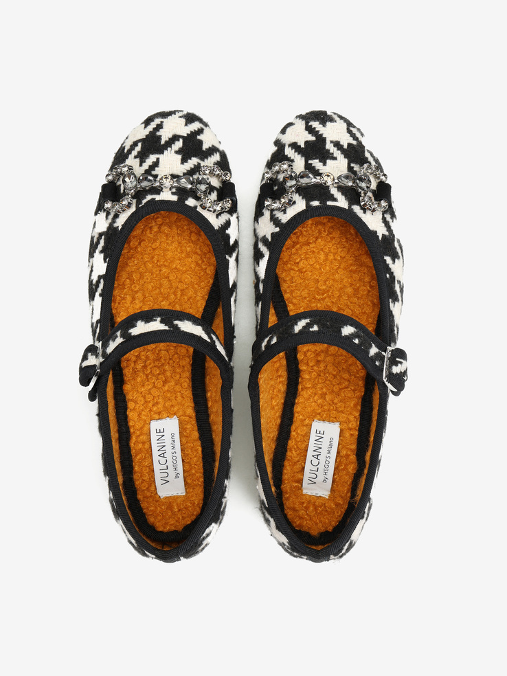 BALERINY VULCANINE BY HEGO'S MILANO V-127-T PIED POULE BIANCO/NERO