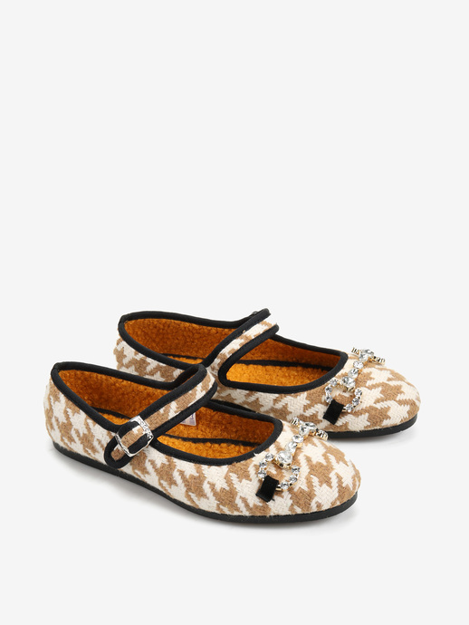 BALERINY VULCANINE BY HEGO'S MILANO V-127-T PIED POULE BEIGE/PANNA