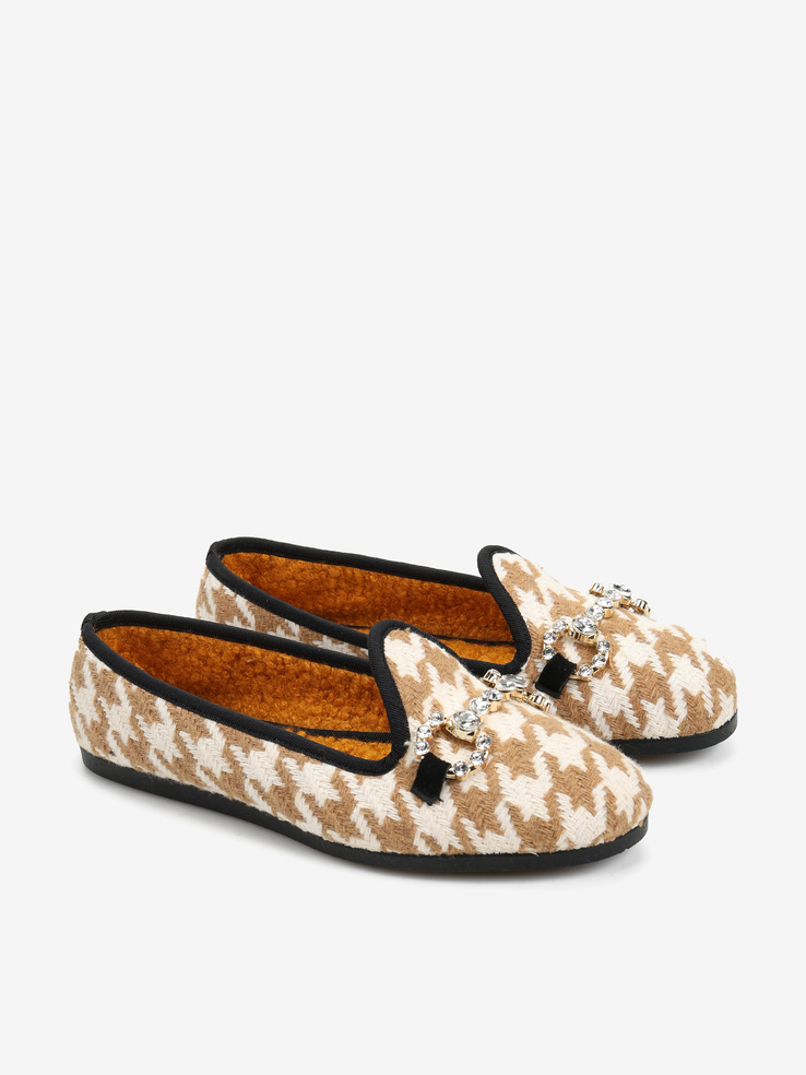 BALERINY VULCANINE BY HEGO'S MILANO V-123-T PIED POULE BEIGE/BIANCO