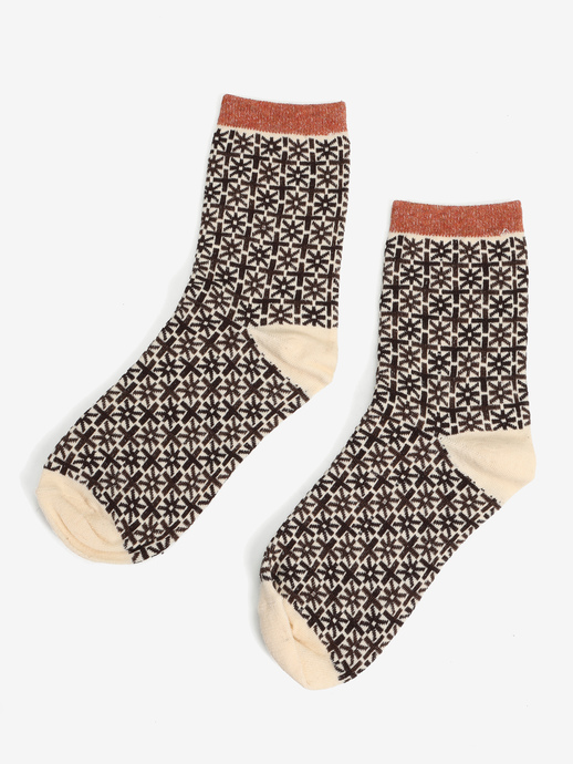 SKARPETY HEGO'S MILANO SKARPETKI WZÓR KREMOWY/BRĄZOWY