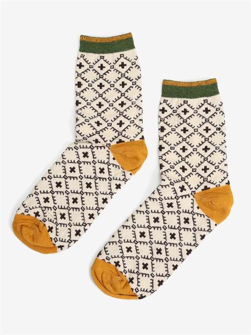 SKARPETY HEGO'S MILANO SKARPETKI WZÓR KREMOWY/ŻÓŁTY