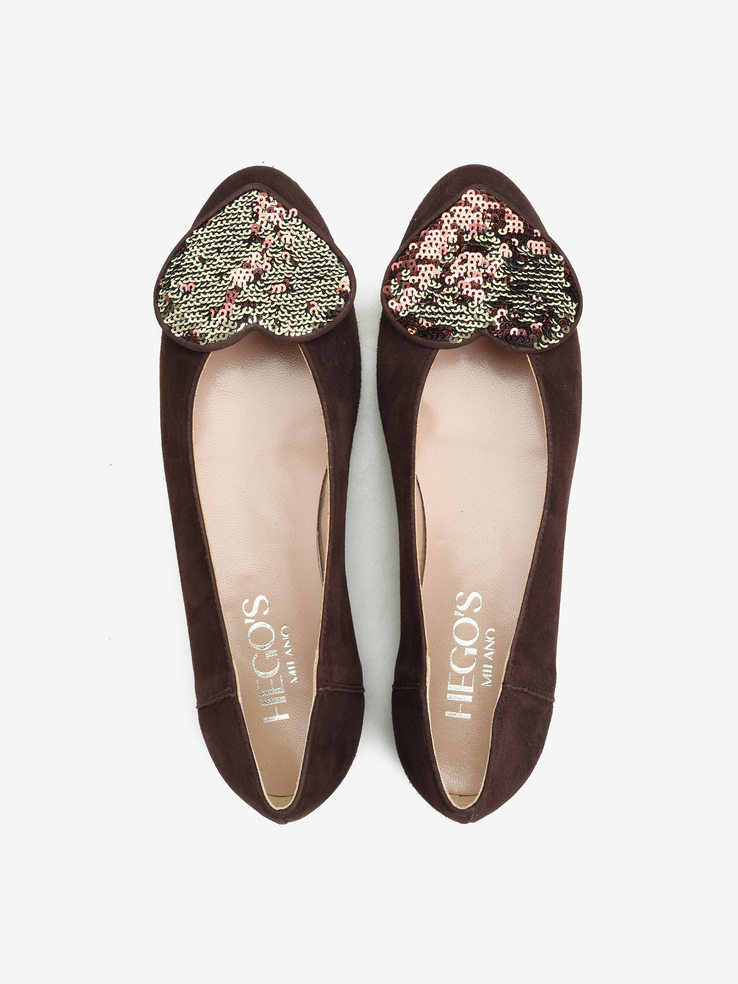 BALERINY HEGO'S MILANO 1868 CAMOSCIO CUORE T.MORO/PAILL ORO