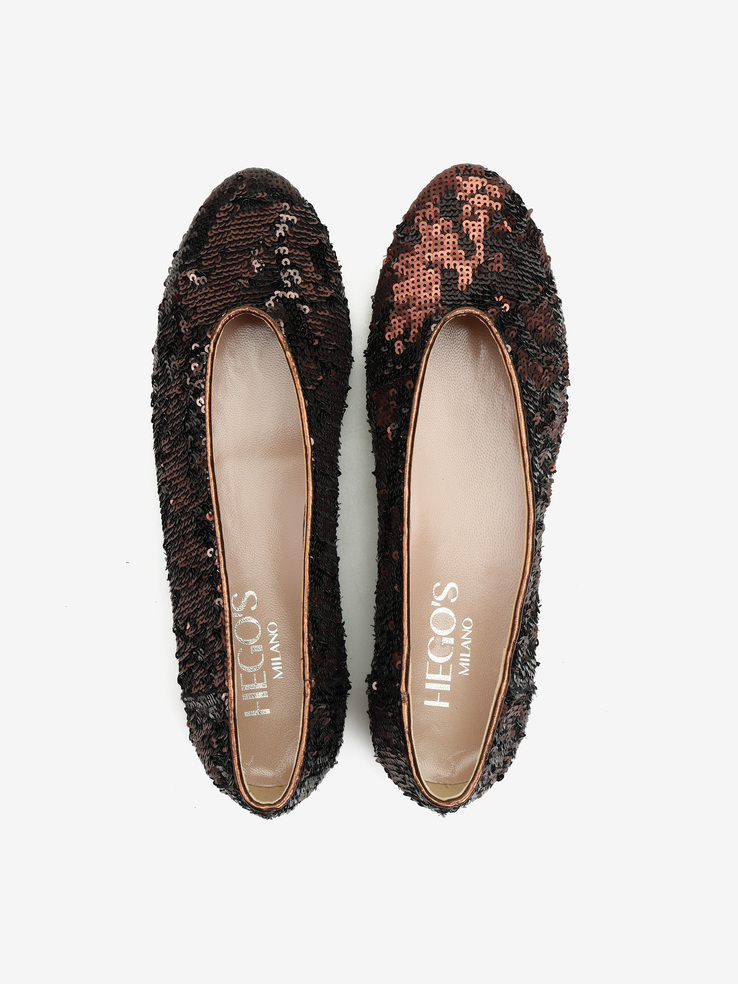 BALERINY HEGO'S MILANO 1868 CAMOSCIO PAILLETTES BRONZO