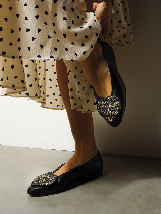 BALERINY HEGO'S MILANO 1868 NAPPA CUORE NERO/PIRITE