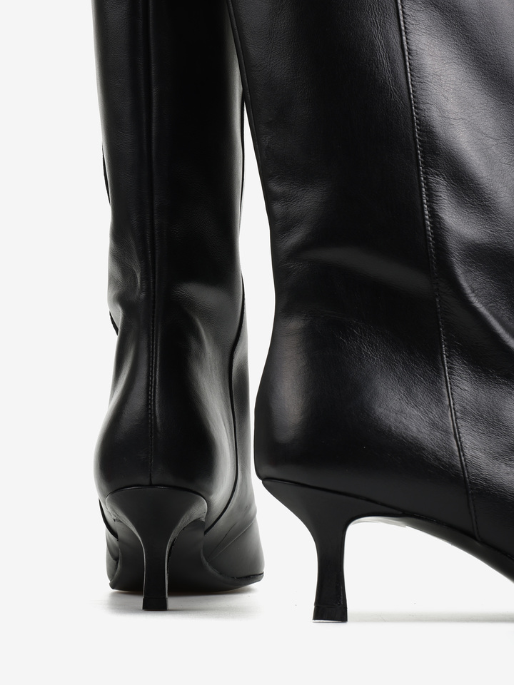 CZARNE KOZAKI DAMSKIE Z SZEROKĄ CHOLEWKĄ HEGO'S