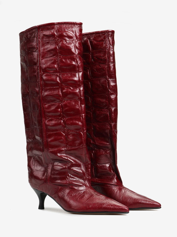 BORDOWE KOZAKI Z TŁOCZONEJ SKÓRY HEGO'S MILANO