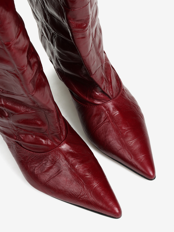 BORDOWE KOZAKI Z TŁOCZONEJ SKÓRY HEGO'S MILANO