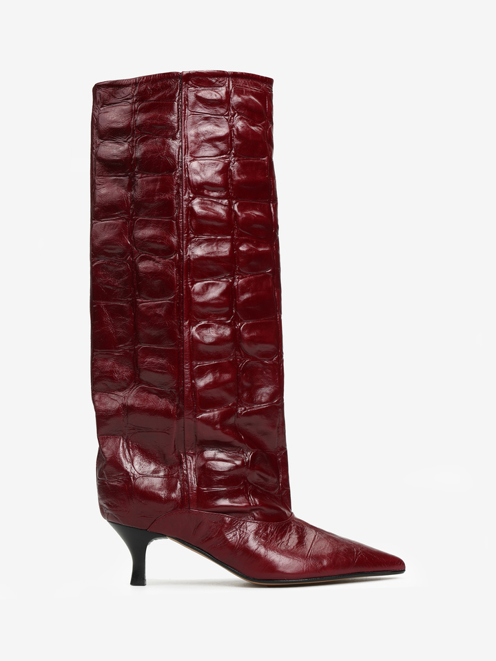 BORDOWE KOZAKI Z TŁOCZONEJ SKÓRY HEGO'S MILANO