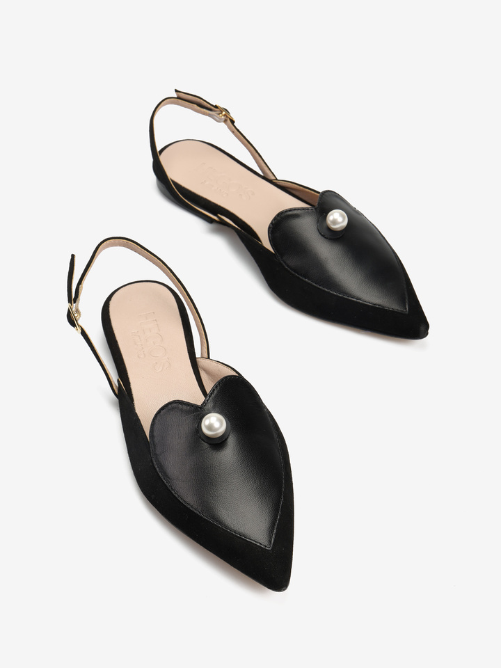 CZARNE BALERINY Z PERŁĄ HEGO'S MILANO