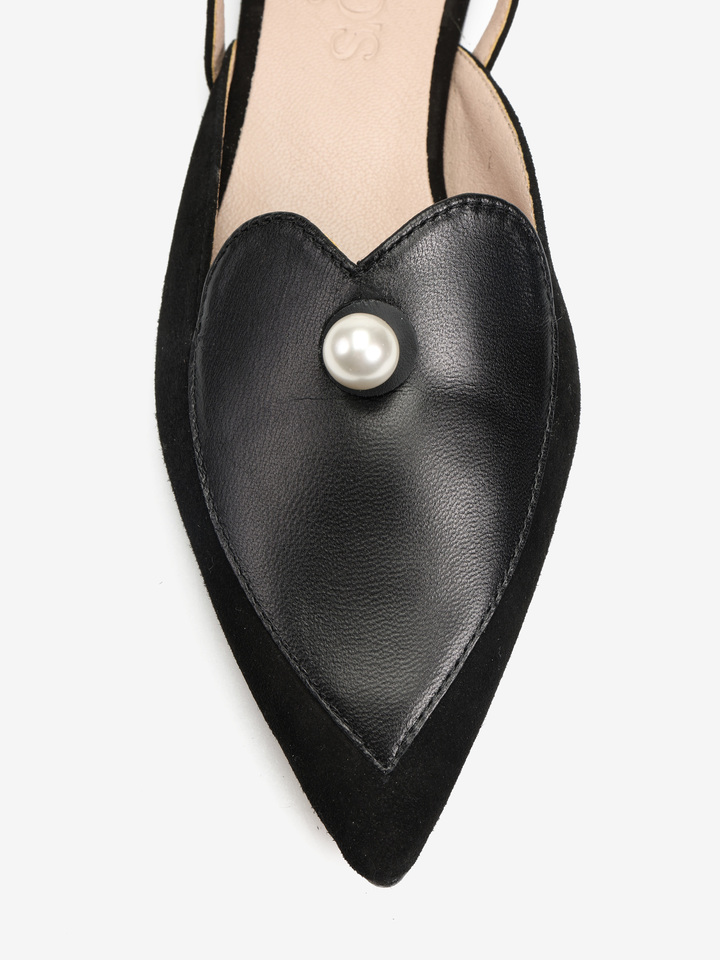 CZARNE BALERINY Z PERŁĄ HEGO'S MILANO