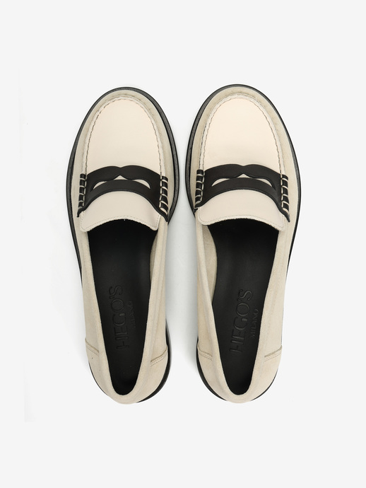 MOKASYNY HEGO'S MILANO ELSA-N252 CAMOSCIO GHIACCIO/AVORIO