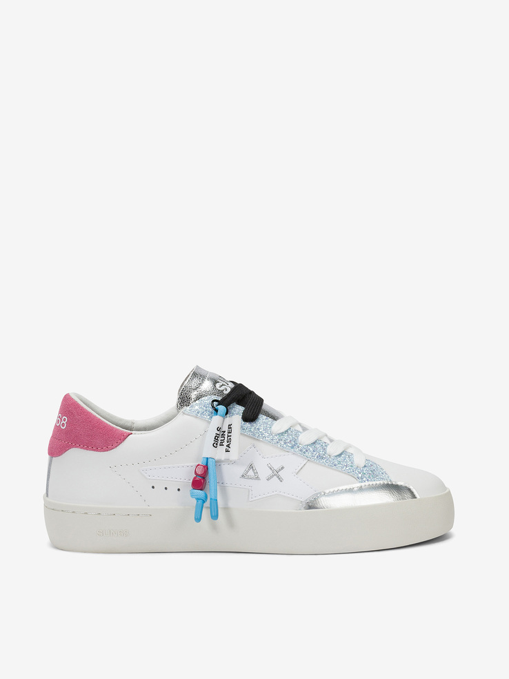 SNEAKERSY SUN68 Z36242 KATY LEATHER BIANCO/AZZURRO
