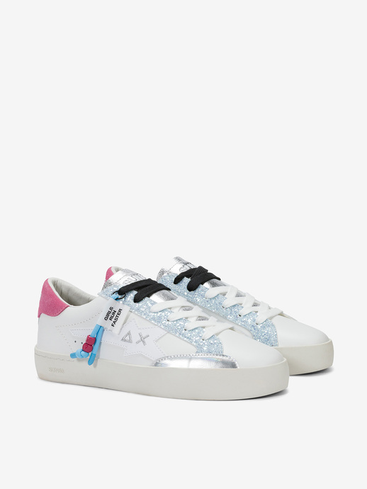 SNEAKERSY SUN68 Z36242 KATY LEATHER BIANCO/AZZURRO