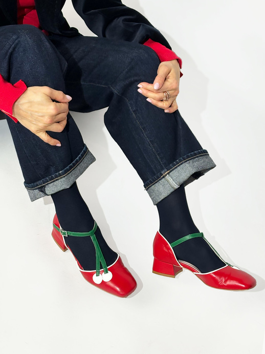 CZÓŁENKA HEGO'S MILANO 2572 NAPPA ROSSO/BIANCO