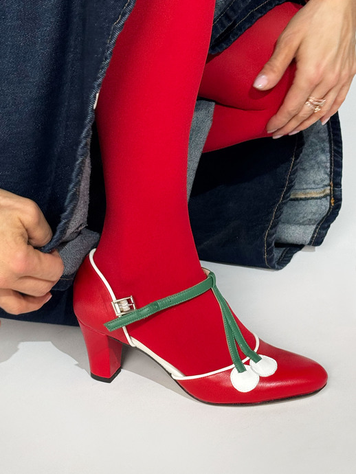 CZÓŁENKA HEGO'S MILANO 2573 NAPPA ROSSO/BIANCO