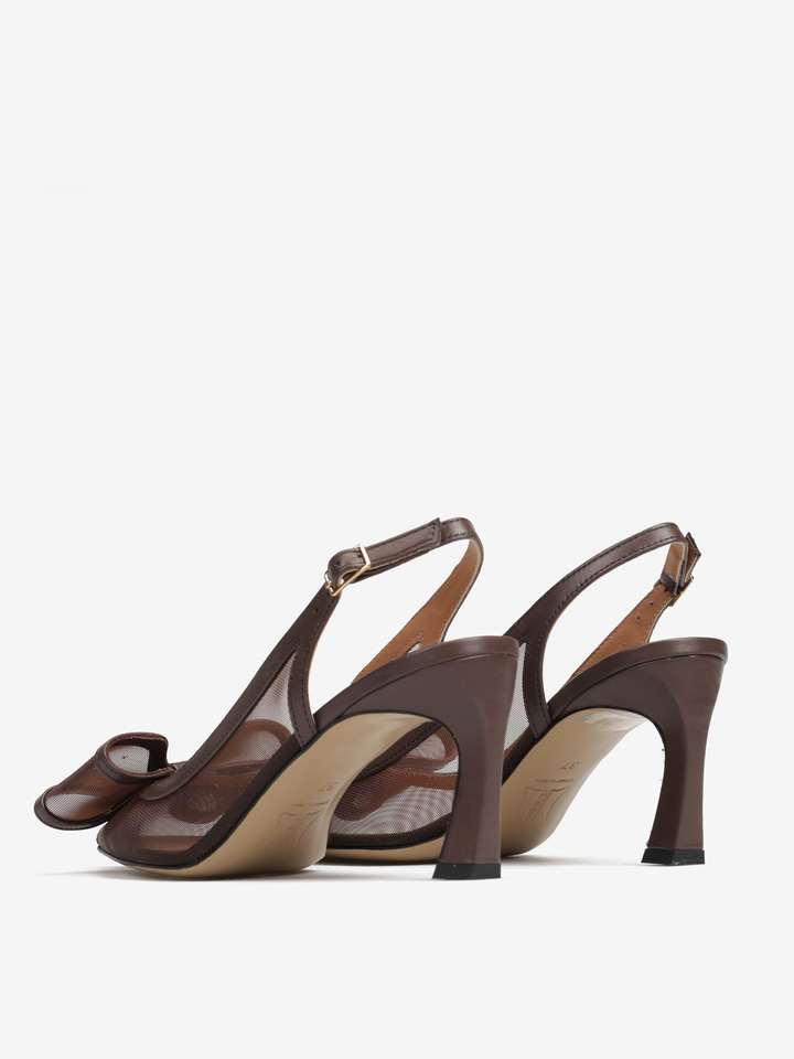 BRĄZOWE SZPILKI Z KOKARDĄ HEGO'S MILANO