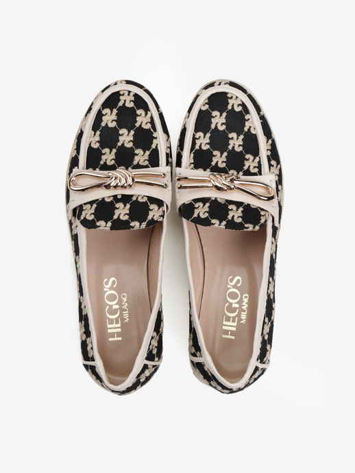 MOKASYNY HEGO'S MILANO 2078-H TESSUTO H NERO/GREZZO