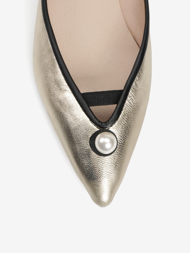 ZŁOTE BALERINY Z PERŁĄ HEGO'S MILANO