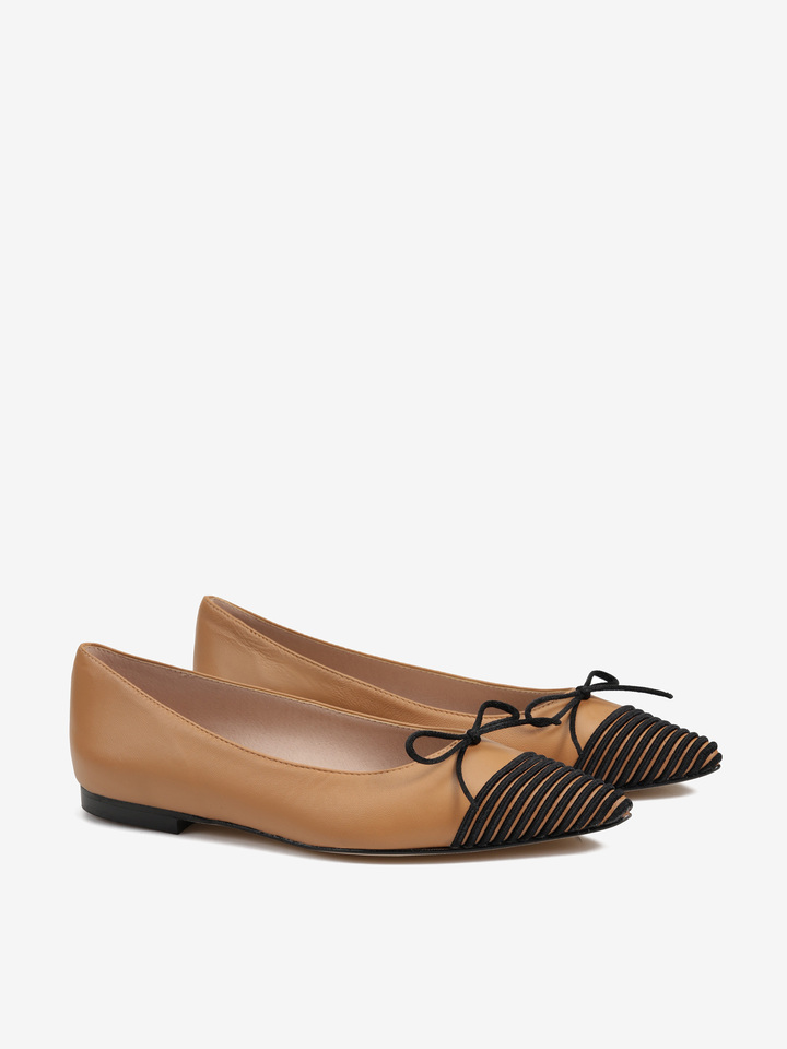 RUDE BALERINY Z KOKARDKĄ  HEGO'S MILANO