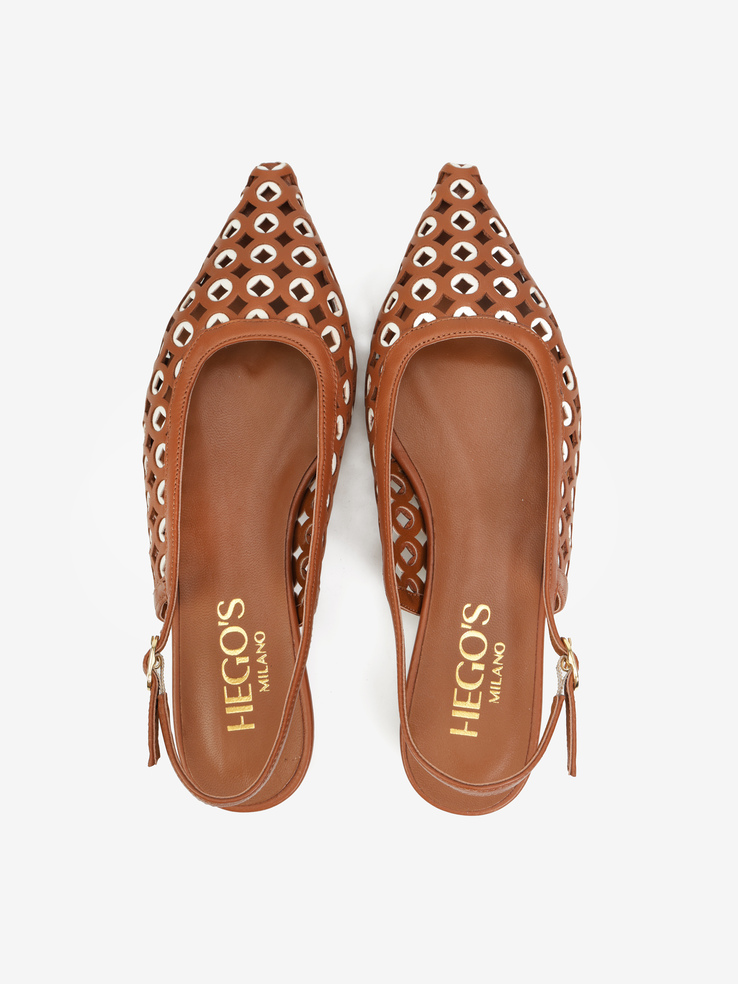 BALERINY HEGO'S Milano S1090 NAPPA CUOIO/LATTE