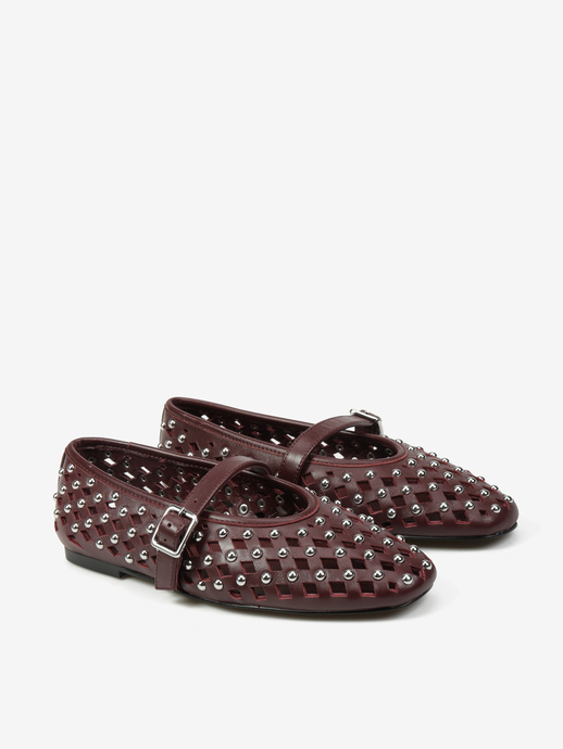 BALERINY HEGO'S Milano 24F-8005A-51 LEATHER BURGUNDY