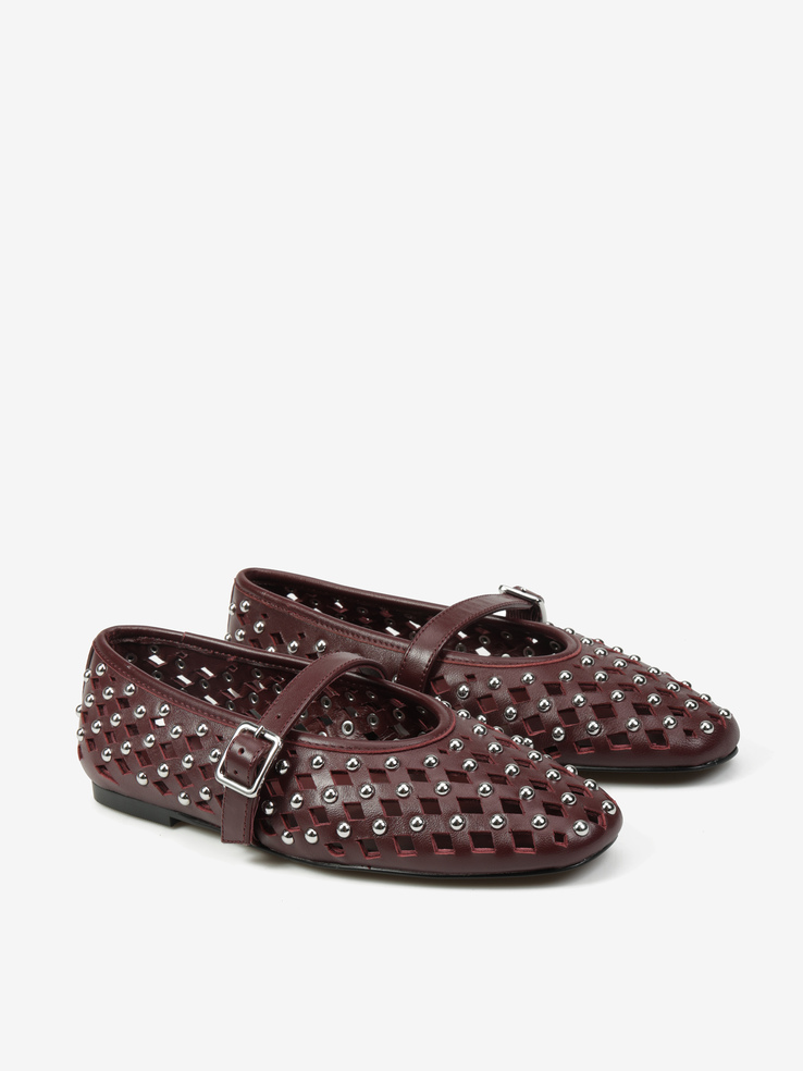 BALERINY HEGO'S Milano 24F-8005A-51 LEATHER BURGUNDY