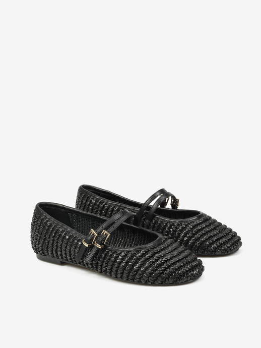 BALERINY HEGO'S Milano F25548-22 WEAVE BLACK