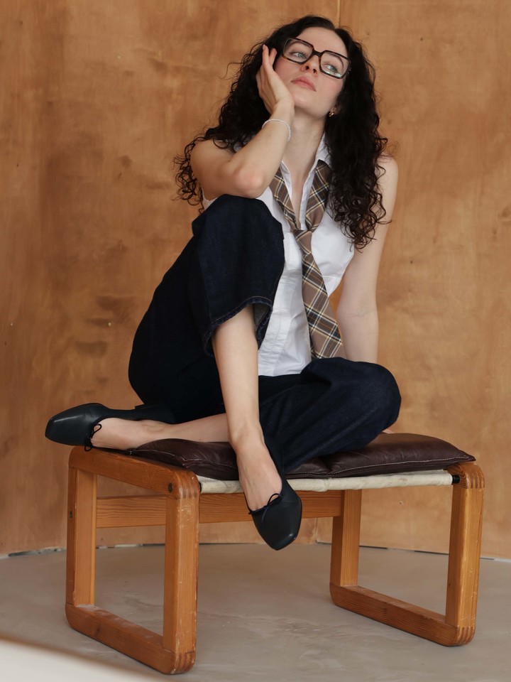 GRANATOWE BALERINY  HEGO'S MILANO