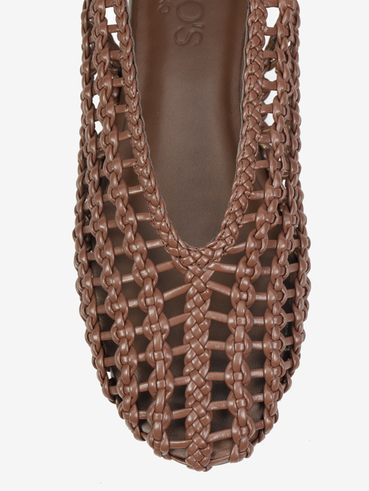 BALERINY HEGO'S Milano F24452-8 WEAVE BROWN