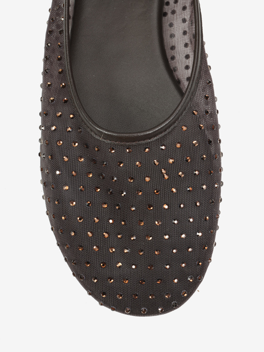 BALERINY HEGO'S Milano F25598-4 MESH STRASS BROWN