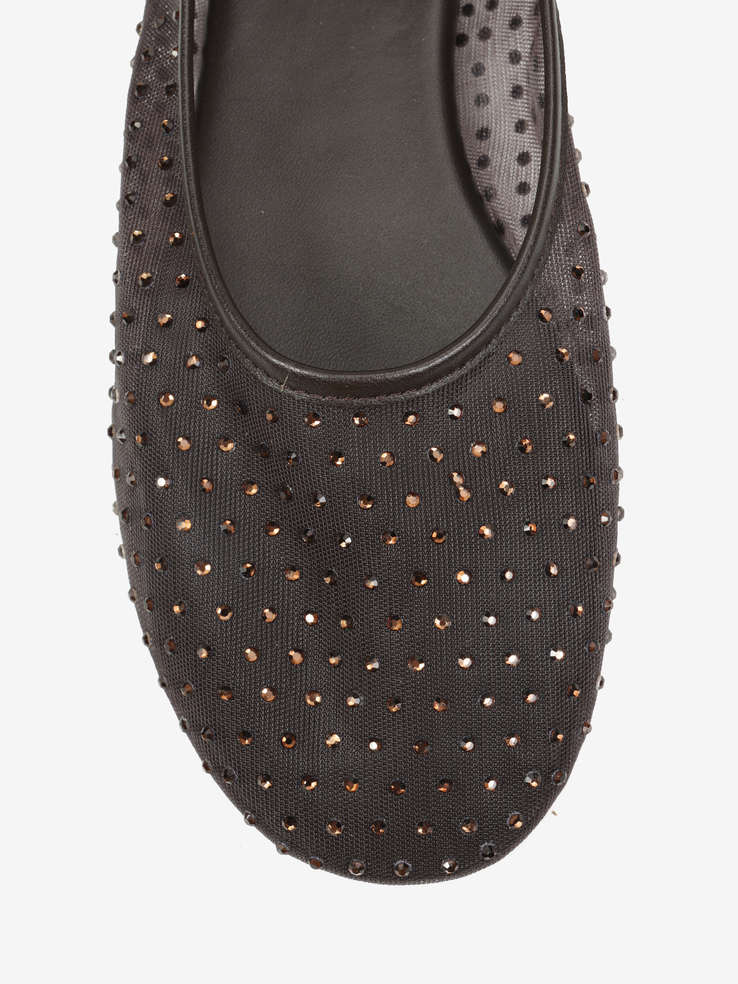 BALERINY HEGO'S Milano F25598-4 MESH STRASS BROWN