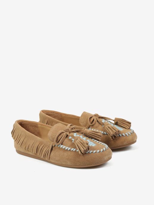 MOKASYNY HEGO'S Milano F25505-24 SUEDE TAUPE/BLUE