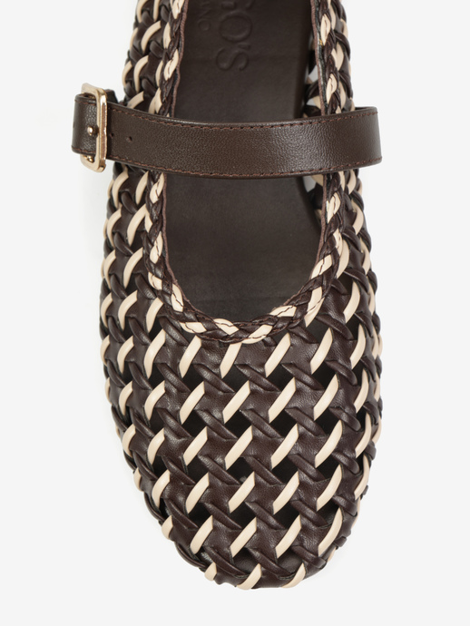 BALERINY HEGO'S Milano F25548-28 WEAVE BROWN/BEIGE