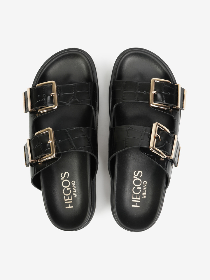 SKÓRZANE KLAPKI Z KLAMRAMI HEGO'S Milano