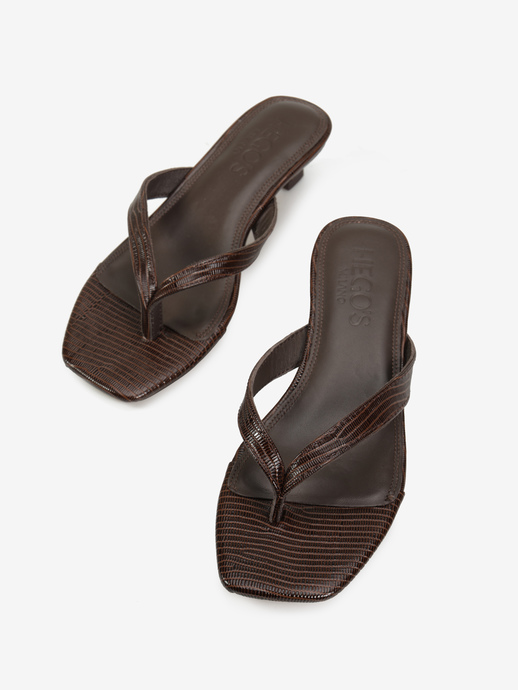 KLAPKI HEGO'S Milano H25603-1 LEATHER TEJUS BROWN