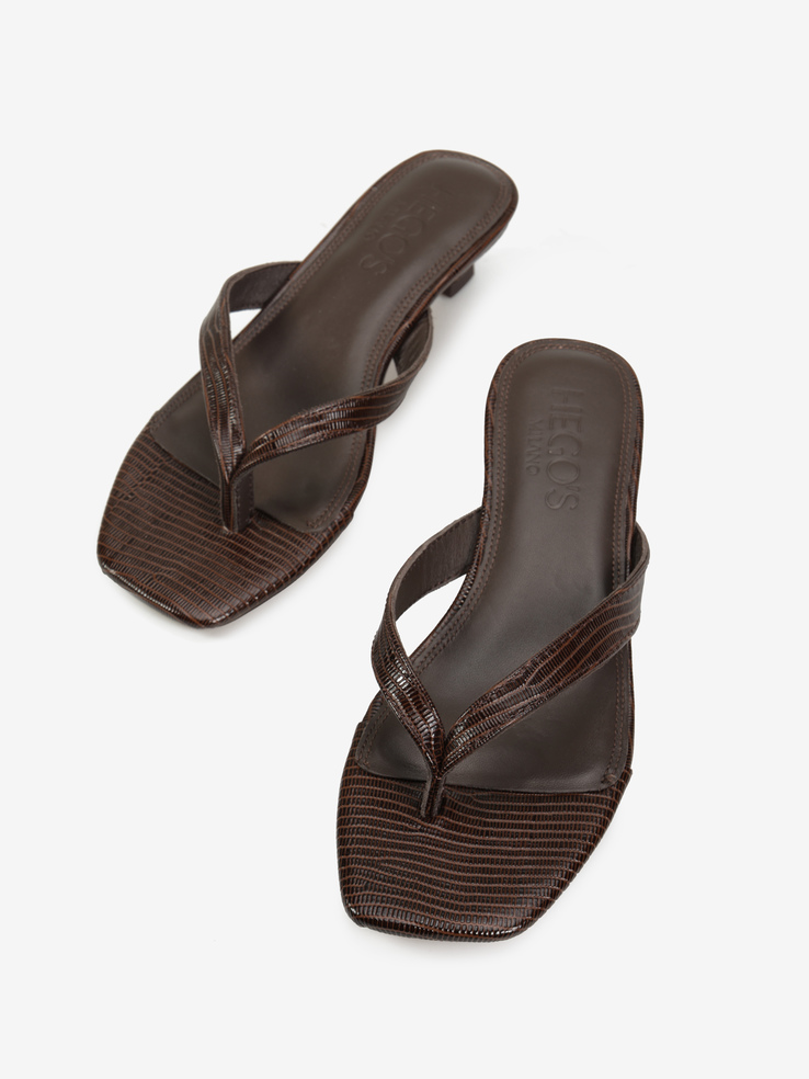 KLAPKI HEGO'S Milano H25603-1 LEATHER TEJUS BROWN