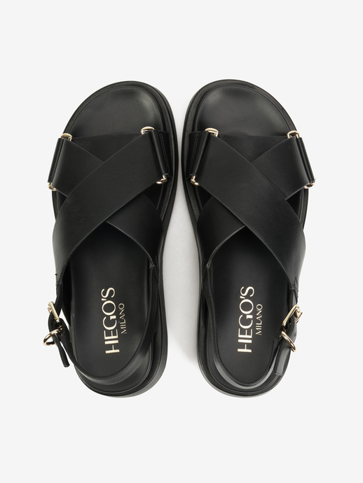 SANDAŁY HEGO'S Milano NH09-10-17 LEATHER BLACK