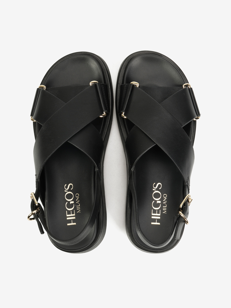 SANDAŁY HEGO'S Milano NH09-10-17 LEATHER BLACK